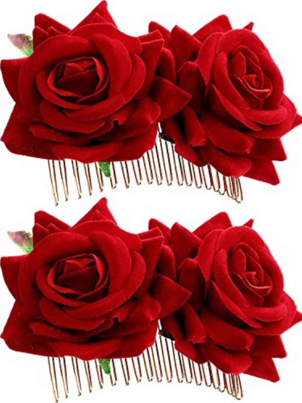 New - 2 Pack Women Rose Flower Hair Clip Rose Side Combs Flamenco Flowers Day